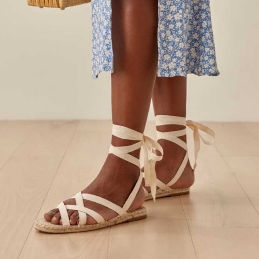 NEW Reformation Liv Lace-Up Espadrille Sandals
